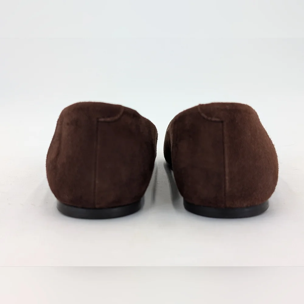 Flattered Studio Sz 6 Luxurious Suede & Croc-Embossed Brown Pointed Ballet Flats - Picture 13 of 17